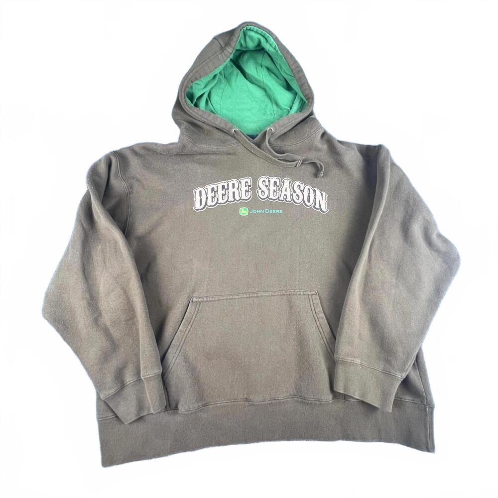 John Deere “Deere Season” Brown Hoodie – Size XL - Farm Graphic